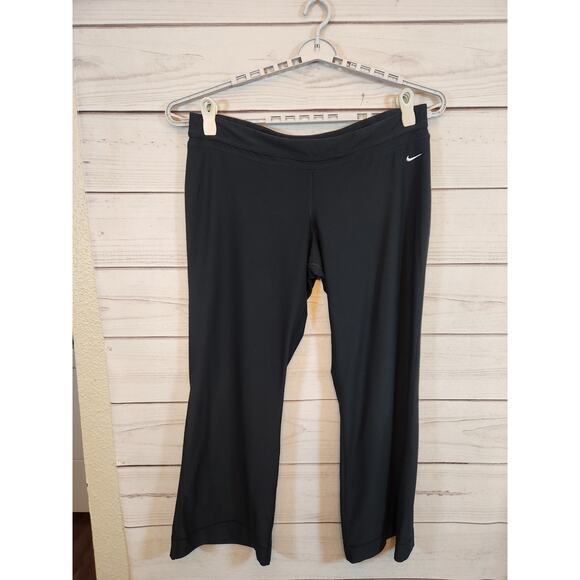 Nike Dri Fit Womens Black Solid Stretch Elastic Waist High Rise Leggings Size 2X - Picture 1 of 7